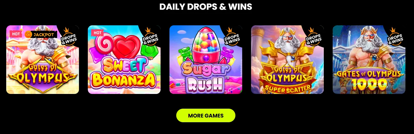 Drops and Wins promotion on a popular slot game