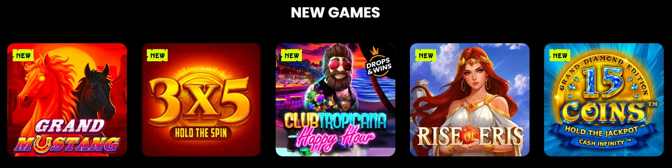 Showcase of new game titles at Spin Samurai casino